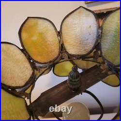 Vintage H. A. Best Stained Glass Lamp Green Slag