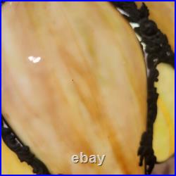 Vintage H. A. Best Stained Glass Lamp Green Slag