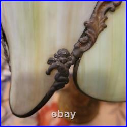 Vintage H. A. Best Stained Glass Lamp Green Slag
