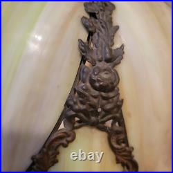 Vintage H. A. Best Stained Glass Lamp Green Slag