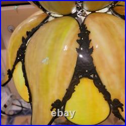 Vintage H. A. Best Stained Glass Lamp Green Slag