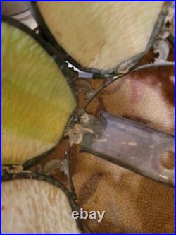 Vintage H. A. Best Stained Glass Lamp Green Slag