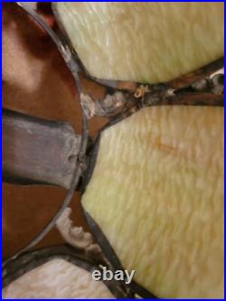 Vintage H. A. Best Stained Glass Lamp Green Slag