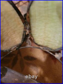 Vintage H. A. Best Stained Glass Lamp Green Slag