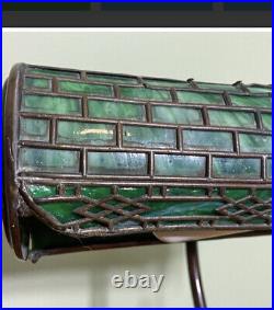 Vintage Handel Bankers Green Slag Glass Swivel Lamp