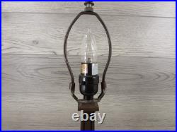 Vintage Handmade Green & White Slag Glass Shade Metal Table Lamp 22x14 Vintage Handmade Green & White Slag Glass Shade Metal Table Lamp 22x14