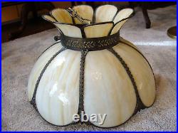 Vintage Hanging Leaded Slag Glass Tiffany Style Swag Lamp Caramel 16 Hard-wired