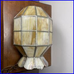 Vintage Hanging Swag Lamp Light Slag Stained Glass MCM 1970s Browns Rare Shape 9