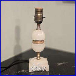 Vintage Houze Glass Co. Moonstone White Slag Glass Table Lamp Brass Accent PA