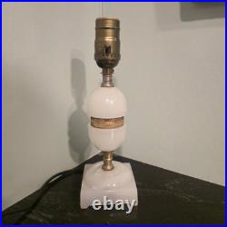 Vintage Houze Glass Co. Moonstone White Slag Glass Table Lamp Brass Accent PA