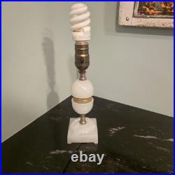 Vintage Houze Glass Co. Moonstone White Slag Glass Table Lamp Brass Accent PA