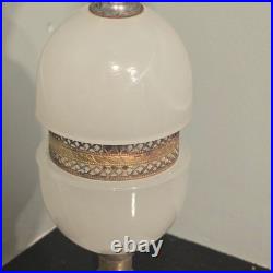 Vintage Houze Glass Co. Moonstone White Slag Glass Table Lamp Brass Accent PA Vintage Houze Glass Co. Moonstone White Slag Glass Table Lamp Brass Accent PA