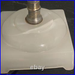 Vintage Houze Glass Co. Moonstone White Slag Glass Table Lamp Brass Accent PA