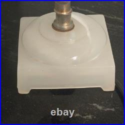 Vintage Houze Glass Co. Moonstone White Slag Glass Table Lamp Brass Accent PA
