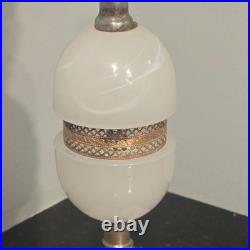 Vintage Houze Glass Co. Moonstone White Slag Glass Table Lamp Brass Accent PA Vintage Houze Glass Co. Moonstone White Slag Glass Table Lamp Brass Accent PA