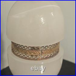 Vintage Houze Glass Co. Moonstone White Slag Glass Table Lamp Brass Accent PA