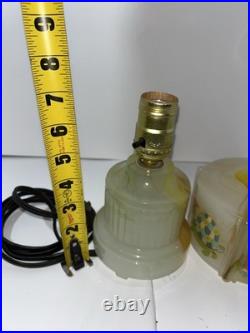 Vintage Houze Glass Co Slag Glass Table Lamp With Animals Marbled Slag Antique