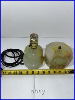 Vintage Houze Glass Co Slag Glass Table Lamp With Animals Marbled Slag Antique