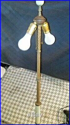 Vintage Houze Lamp Lemonade Slag/oxblood Glass/ornate Brass/cast Iron Floor Base