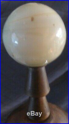 Vintage Houze Lamp Lemonade Slag/oxblood Glass/ornate Brass/cast Iron Floor Base