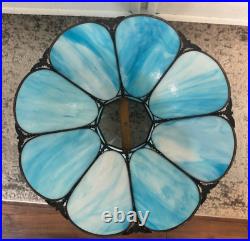 Vintage Italian Slag Glass Lamp Shade 17 across, 5.5 bar circle Top. Blue