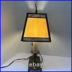 Vintage L & L Brass Bouillotte Slag Glass Table Lamp 17 Vintage L & L Brass Bouillotte Slag Glass Table Lamp 17