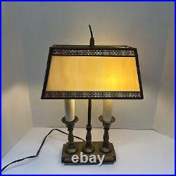 Vintage L & L Brass Bouillotte Slag Glass Table Lamp 17 Vintage L & L Brass Bouillotte Slag Glass Table Lamp 17