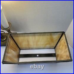 Vintage L & L Brass Bouillotte Slag Glass Table Lamp 17 Vintage L & L Brass Bouillotte Slag Glass Table Lamp 17