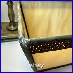 Vintage L & L Brass Bouillotte Slag Glass Table Lamp 17 Vintage L & L Brass Bouillotte Slag Glass Table Lamp 17