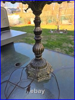 Vintage L&L WMC LOEVSKY & LOEVSKY METAL Lamp Base & Slag Glass Shade Ex++