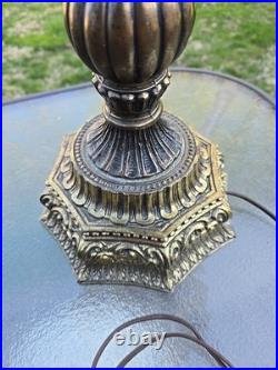 Vintage L&L WMC LOEVSKY & LOEVSKY METAL Lamp Base & Slag Glass Shade Ex++