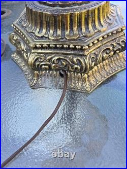 Vintage L&L WMC LOEVSKY & LOEVSKY METAL Lamp Base & Slag Glass Shade Ex++