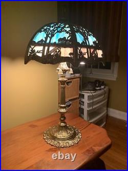 Vintage Lamp Fashion Mfg. Co Nunziato Paletta Scenic Glass Lamp