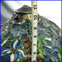 Vintage Large 18 Stained Slag Glass Lamp Shade Arts Crafts Deco Shell