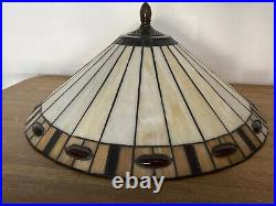Vintage Large 20 Slag Glass Tiffany Lamp Shade Ruby/Umber Accents