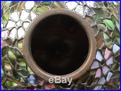 Vintage Leaded Slag Glass Lamp Shade Handel Signed Base