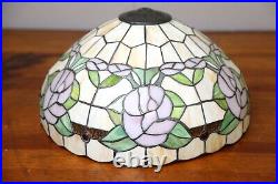 Vintage Leaded Stained Glass Floral Lamp Light Shade Slag Glass