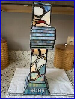 Vintage Leaded Stained Slag Glass Cross Crucifix Table Lamp Light Christian Gift