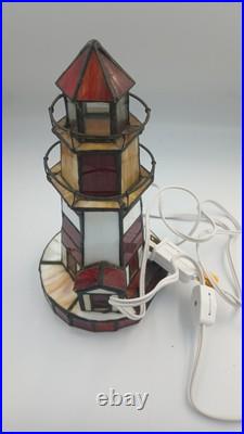 Vintage Light House Lamp Stained Glass Slag Tiffany Style Night Light 11in Tall Vintage Light House Lamp Stained Glass Slag Tiffany Style Night Light 11in Tall