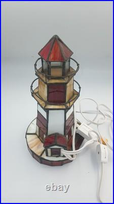 Vintage Light House Lamp Stained Glass Slag Tiffany Style Night Light 11in Tall Vintage Light House Lamp Stained Glass Slag Tiffany Style Night Light 11in Tall