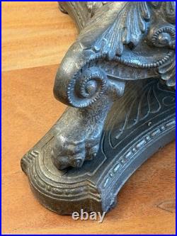 Vintage Lighthouse Style Base Metal Table Lamp with Ornate Slag Glass 1920's