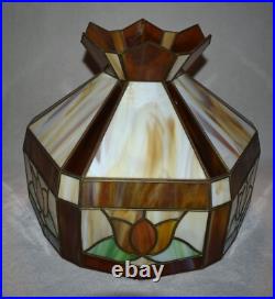 Vintage MCM Slag Glass Brass Table Lamp Large 29