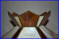 Vintage MCM Slag Glass Brass Table Lamp Large 29