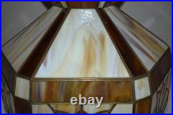 Vintage MCM Slag Glass Brass Table Lamp Large 29