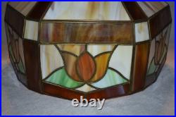 Vintage MCM Slag Glass Brass Table Lamp Large 29