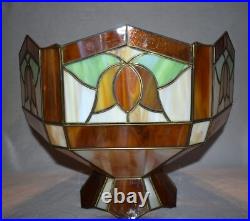 Vintage MCM Slag Glass Brass Table Lamp Large 29 Vintage MCM Slag Glass Brass Table Lamp Large 29