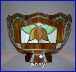 Vintage MCM Slag Glass Brass Table Lamp Large 29