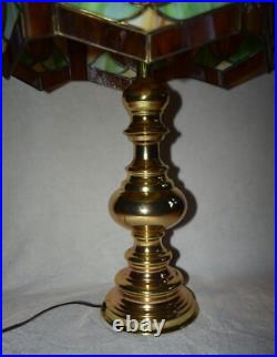 Vintage MCM Slag Glass Brass Table Lamp Large 29 Vintage MCM Slag Glass Brass Table Lamp Large 29