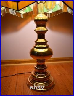 Vintage MCM Slag Glass Brass Table Lamp Large 29