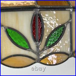 Vintage MCM Stained Slag Glass Tiffany Style Swag Light Or Hanging Leaf Lamp 16